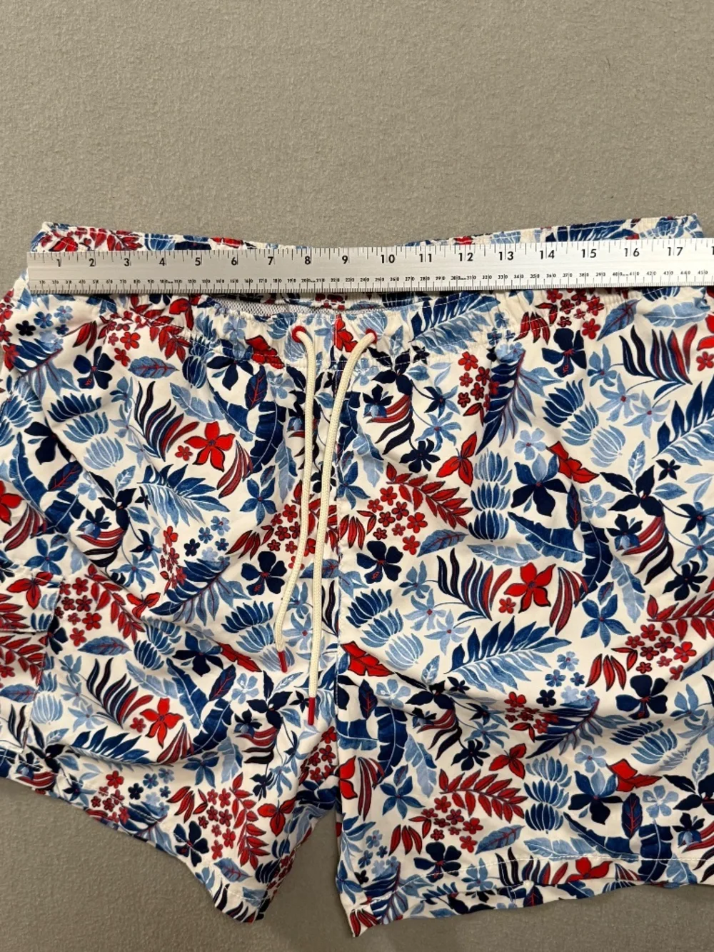Tommy Bahama Set 100% Silk Shirt Swim Trunks Floral Red White Blue Hawaiian L/XL - Picture 8 of 13